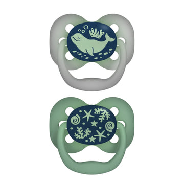 Dr Brown's Advantage Πιθανάκια Ορθοδοντικά Σιλικόνης Sea Blue Φωσφορίζον στο Σκοτάδι